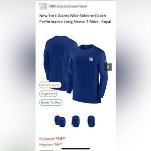 NY Giants NEW DriFit Long Sleeve Nike NFL GameDay Sideline Coach Performance